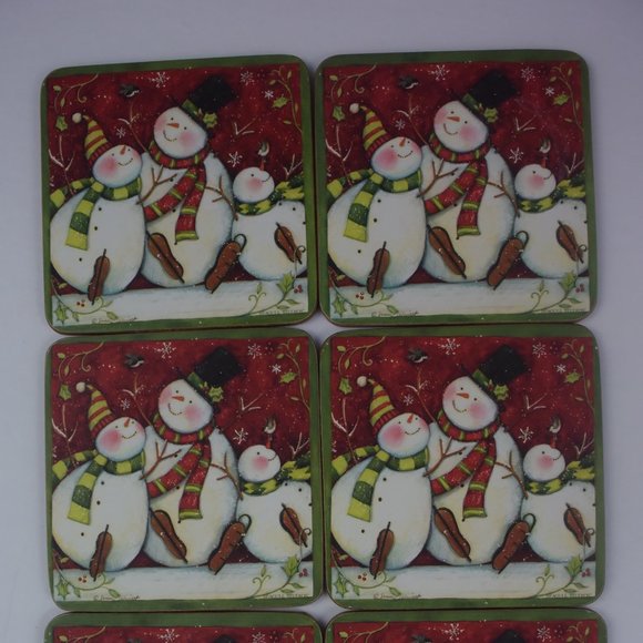 Vintage Seagull Studios Holiday Snowmen Coasters Set of 6 Design by Susan Winget - Picture 2 of 12